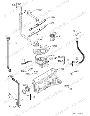 Взрыв-схема посудомоечной машины Electrolux RSF5202LOW - Схема узла Hydraulic System 272